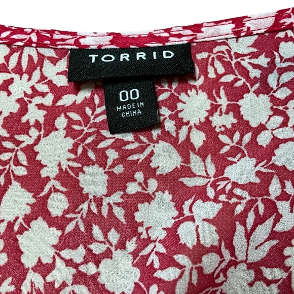 TORRID Babydoll Chiffon Smocked Top Floral Ditsy Print 3/4 Sleeves Partly Lined - Picture 5 of 9